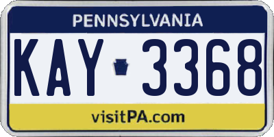 PA license plate KAY3368