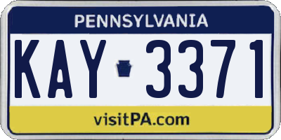 PA license plate KAY3371