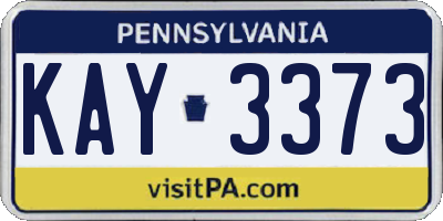 PA license plate KAY3373