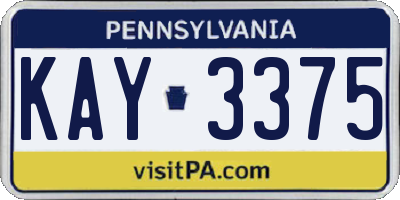 PA license plate KAY3375