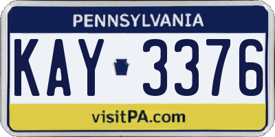 PA license plate KAY3376