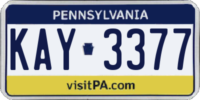 PA license plate KAY3377
