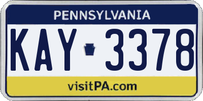 PA license plate KAY3378