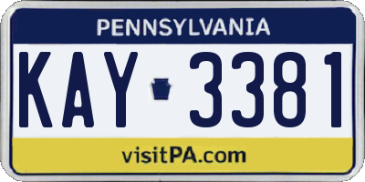 PA license plate KAY3381