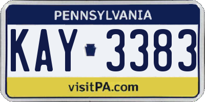 PA license plate KAY3383