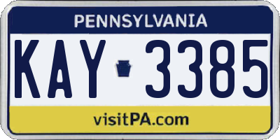 PA license plate KAY3385