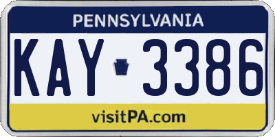 PA license plate KAY3386