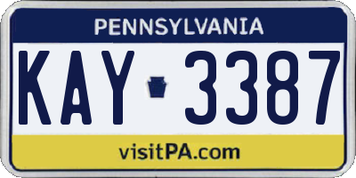 PA license plate KAY3387
