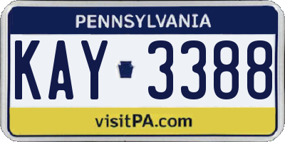 PA license plate KAY3388