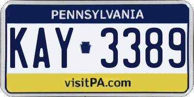 PA license plate KAY3389