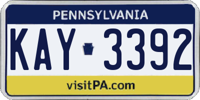 PA license plate KAY3392