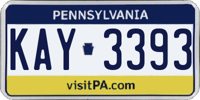 PA license plate KAY3393