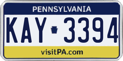 PA license plate KAY3394