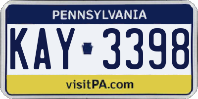 PA license plate KAY3398