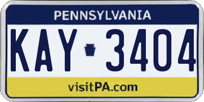 PA license plate KAY3404