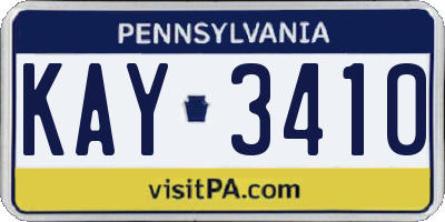 PA license plate KAY3410