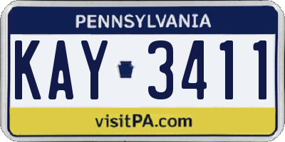 PA license plate KAY3411