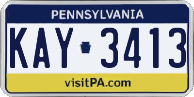 PA license plate KAY3413