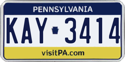 PA license plate KAY3414