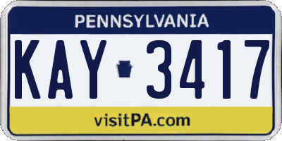 PA license plate KAY3417
