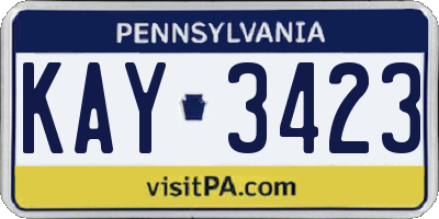 PA license plate KAY3423