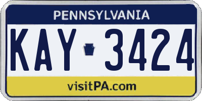 PA license plate KAY3424
