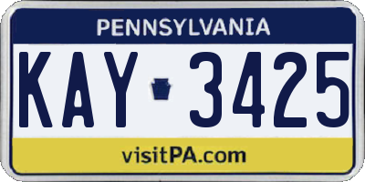 PA license plate KAY3425