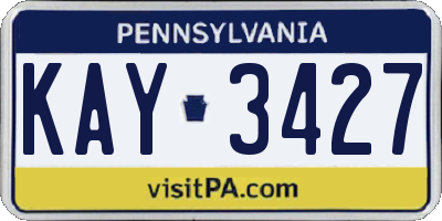 PA license plate KAY3427