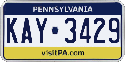 PA license plate KAY3429