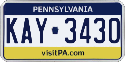 PA license plate KAY3430