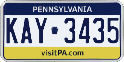 PA license plate KAY3435