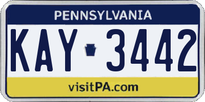 PA license plate KAY3442