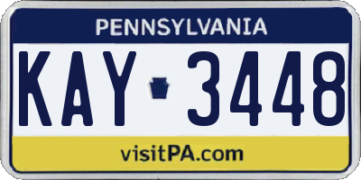 PA license plate KAY3448