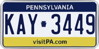 PA license plate KAY3449