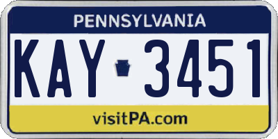 PA license plate KAY3451