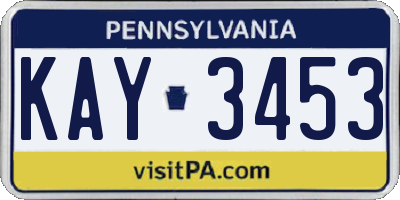 PA license plate KAY3453
