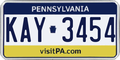 PA license plate KAY3454