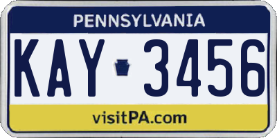 PA license plate KAY3456