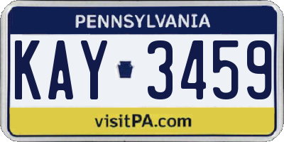 PA license plate KAY3459