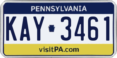 PA license plate KAY3461