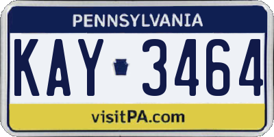 PA license plate KAY3464