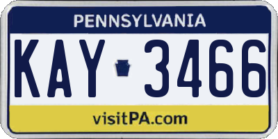 PA license plate KAY3466