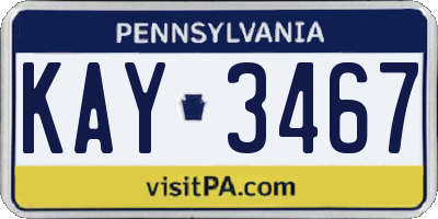 PA license plate KAY3467