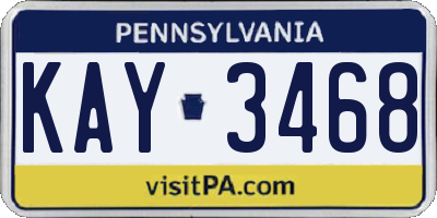 PA license plate KAY3468