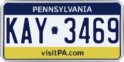 PA license plate KAY3469