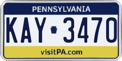 PA license plate KAY3470