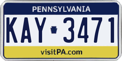 PA license plate KAY3471