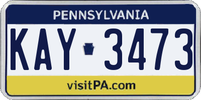 PA license plate KAY3473