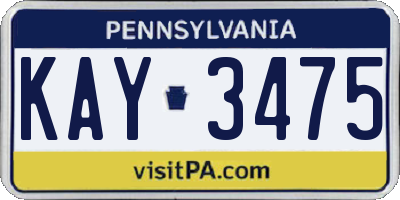 PA license plate KAY3475