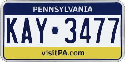 PA license plate KAY3477